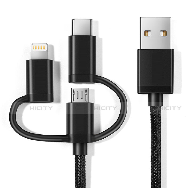 Lightning USB Ladekabel Kabel Android Micro USB C01 für Apple iPhone 12 Max Schwarz Plus