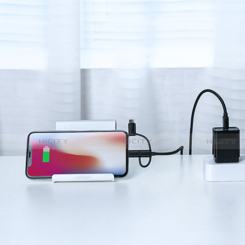 Lightning USB Ladekabel Kabel Android Micro USB C01 für Apple iPhone 6 Schwarz groß