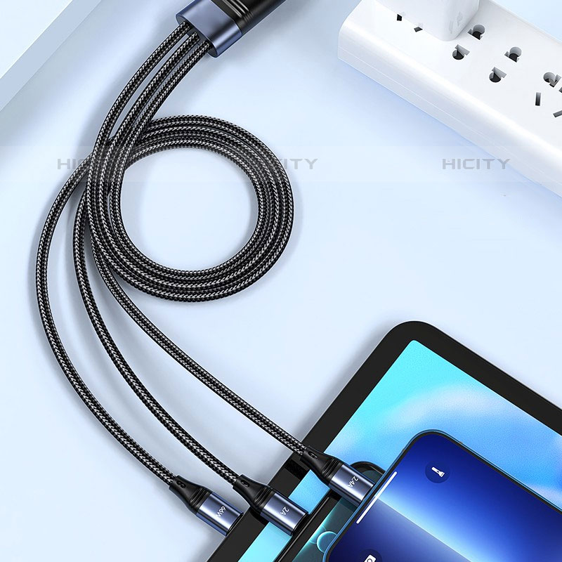 Lightning USB Ladekabel Kabel Android Micro USB Type-C 6A H01 für Apple iPad Pro 11 (2022) Schwarz