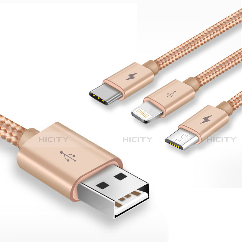 Lightning USB Ladekabel Kabel Android Micro USB Type-C ML03 Gold