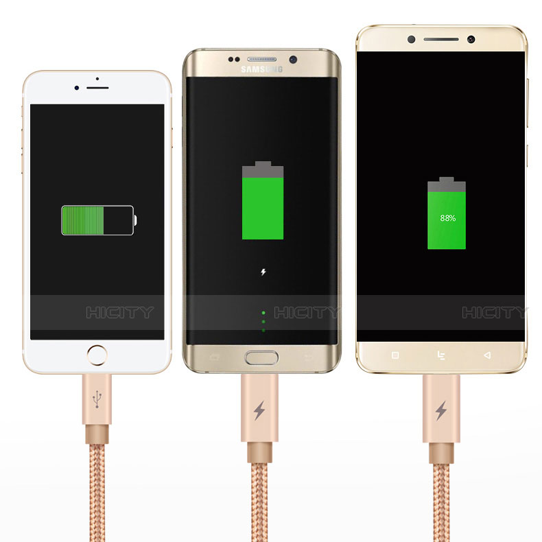 Lightning USB Ladekabel Kabel Android Micro USB Type-C ML03 Gold