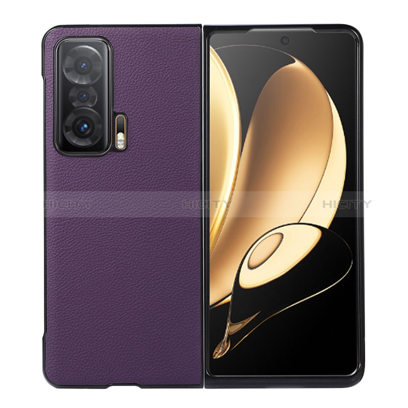 Luxus Leder Hülle Handyhülle und Kunststoff Schutzhülle Hartschalen Tasche B01H für Huawei Honor Magic V 5G Violett