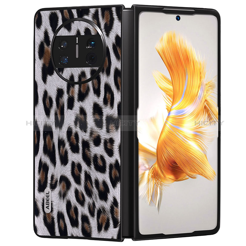 Luxus Leder Hülle Handyhülle und Kunststoff Schutzhülle Hartschalen Tasche B05H für Huawei Mate X3 groß