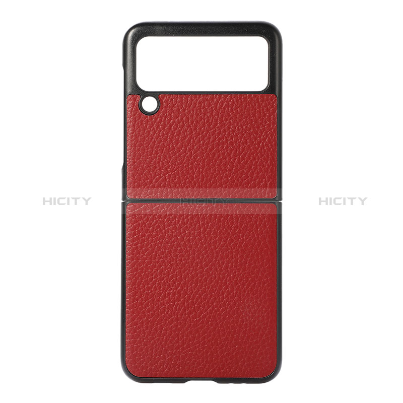 Luxus Leder Hülle Handyhülle und Kunststoff Schutzhülle Hartschalen Tasche B07 für Samsung Galaxy Z Flip3 5G Rot