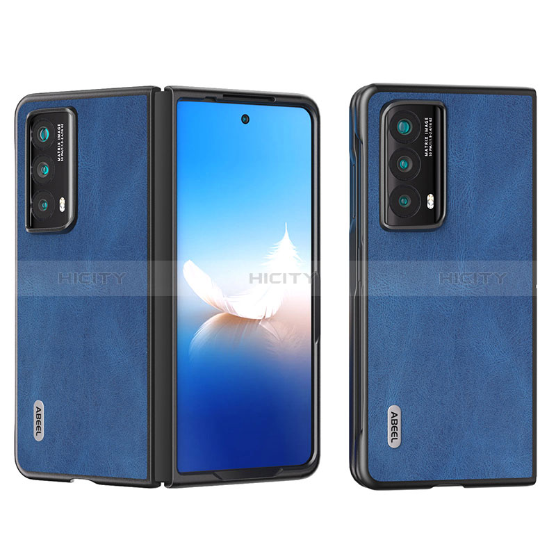 Luxus Leder Hülle Handyhülle und Kunststoff Schutzhülle Hartschalen Tasche B08H für Huawei Honor Magic V2 Ultimate 5G Blau Plus