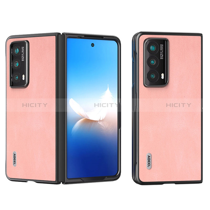 Luxus Leder Hülle Handyhülle und Kunststoff Schutzhülle Hartschalen Tasche B08H für Huawei Honor Magic V2 Ultimate 5G Rosegold