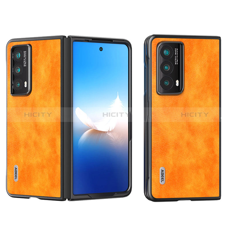 Luxus Leder Hülle Handyhülle und Kunststoff Schutzhülle Hartschalen Tasche B12H für Huawei Honor Magic Vs2 5G Orange