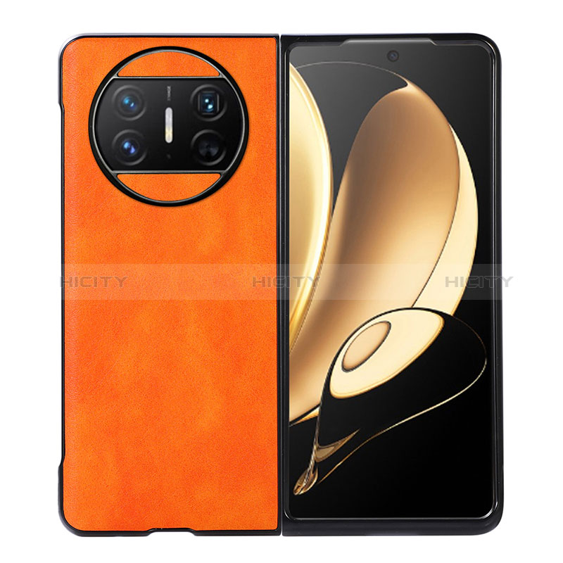 Luxus Leder Hülle Handyhülle und Kunststoff Schutzhülle Hartschalen Tasche BH3 für Huawei Mate X5 Orange