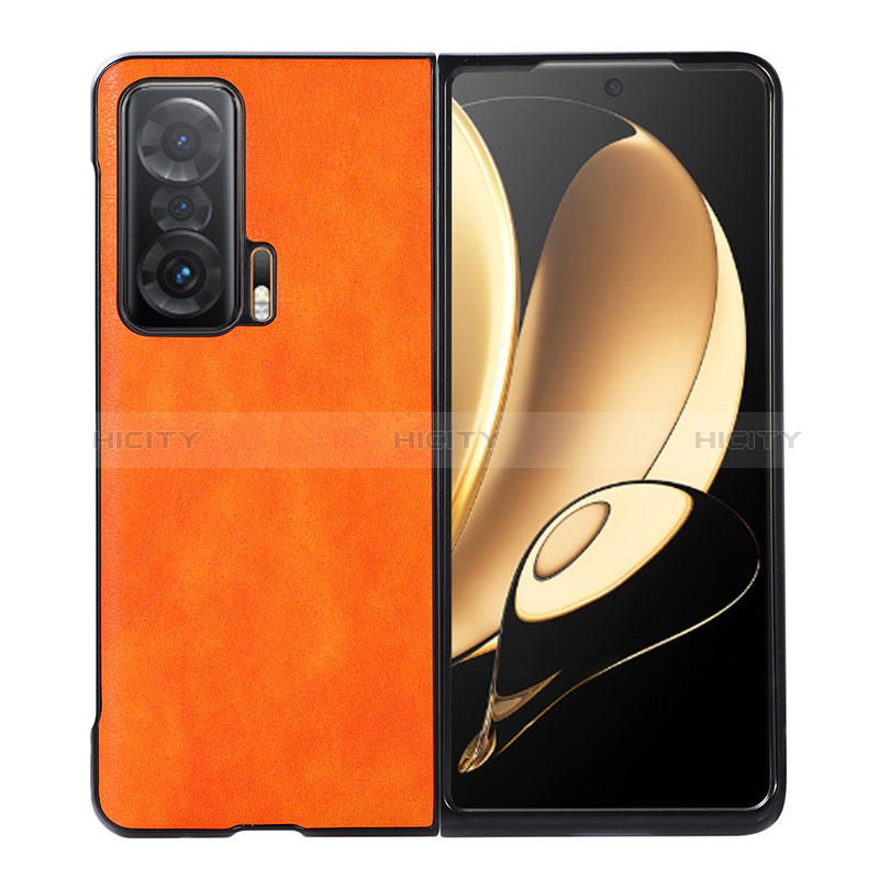 Luxus Leder Hülle Handyhülle und Kunststoff Schutzhülle Hartschalen Tasche BH5 für Huawei Honor Magic V 5G Orange