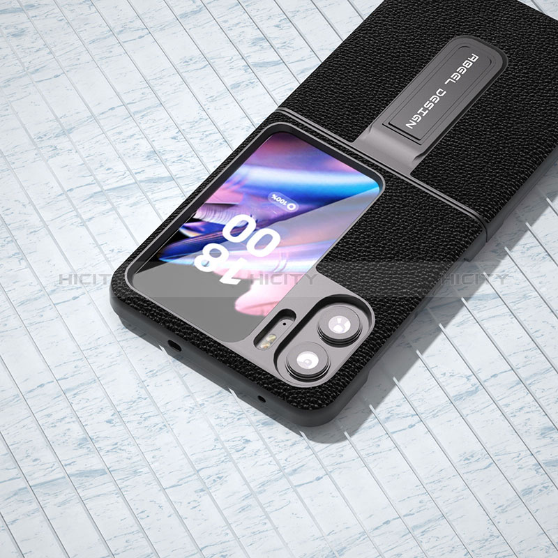 Luxus Leder Hülle Handyhülle und Kunststoff Schutzhülle Hartschalen Tasche BH8 für Oppo Find N2 Flip 5G groß