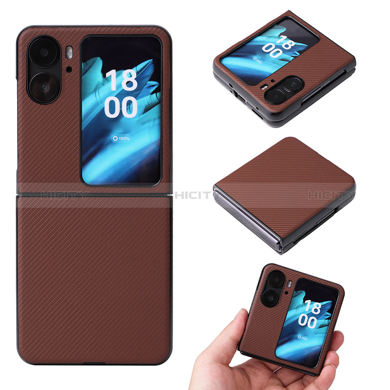 Luxus Leder Hülle Handyhülle und Kunststoff Schutzhülle Hartschalen Tasche BY1 für Oppo Find N2 Flip 5G