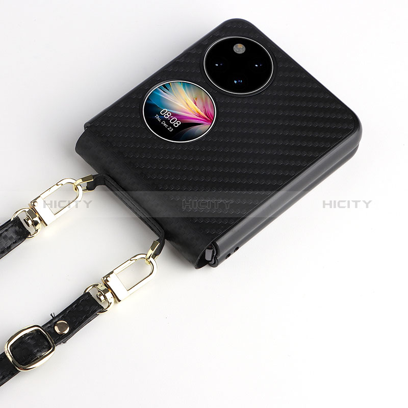 Luxus Leder Hülle Handyhülle und Kunststoff Schutzhülle Hartschalen Tasche BY2 für Huawei P60 Pocket groß