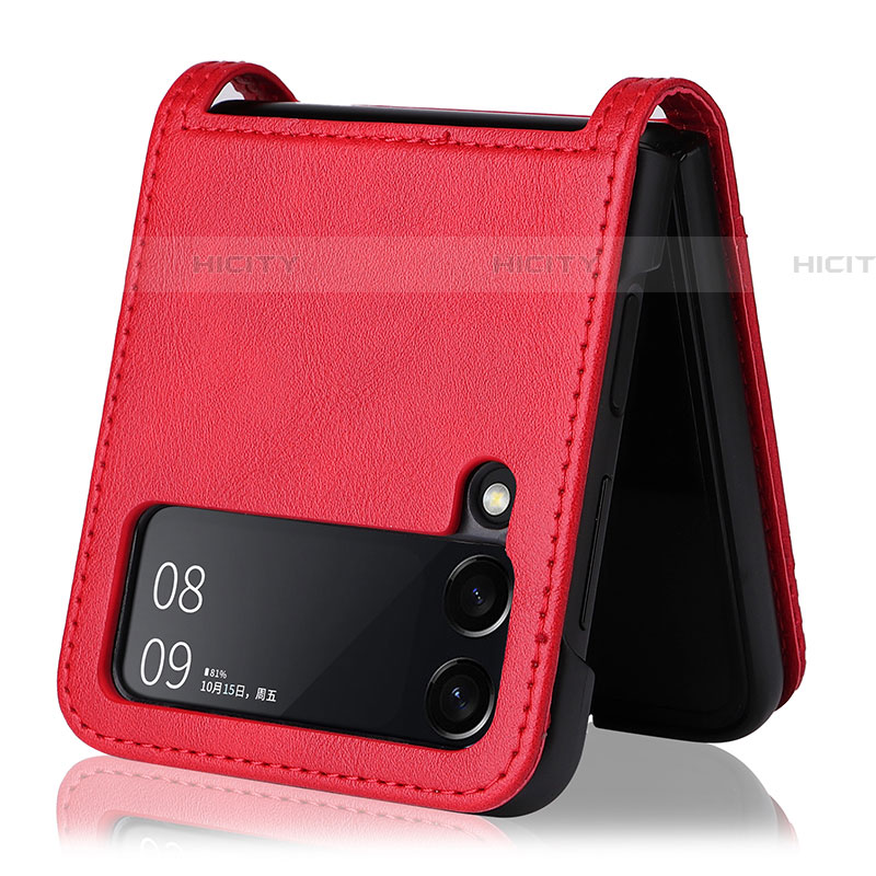 Luxus Leder Hülle Handyhülle und Kunststoff Schutzhülle Hartschalen Tasche BY2 für Samsung Galaxy Z Flip4 5G