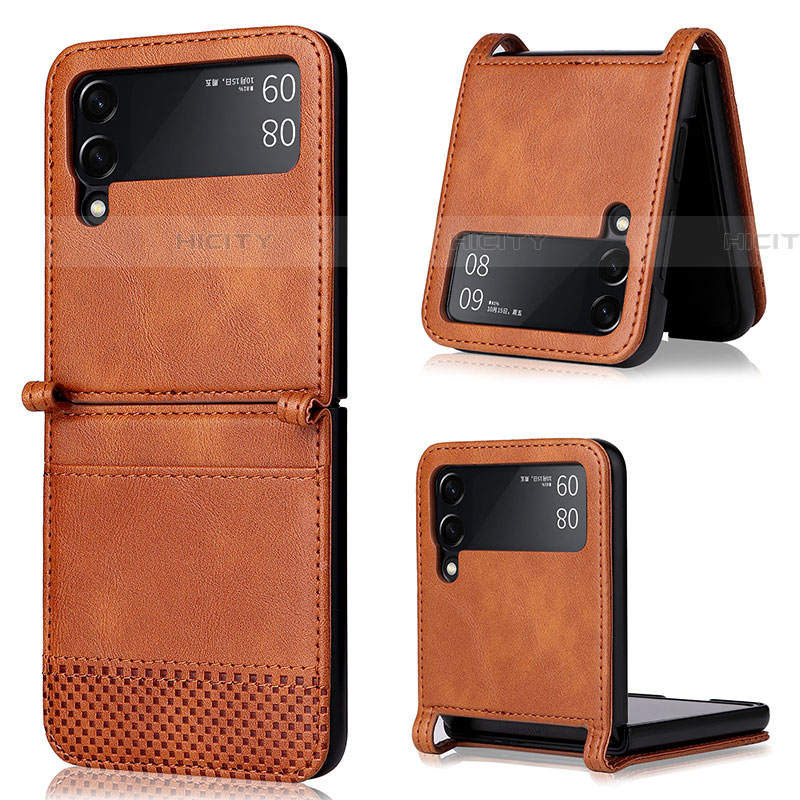 Luxus Leder Hülle Handyhülle und Kunststoff Schutzhülle Hartschalen Tasche BY2 für Samsung Galaxy Z Flip4 5G