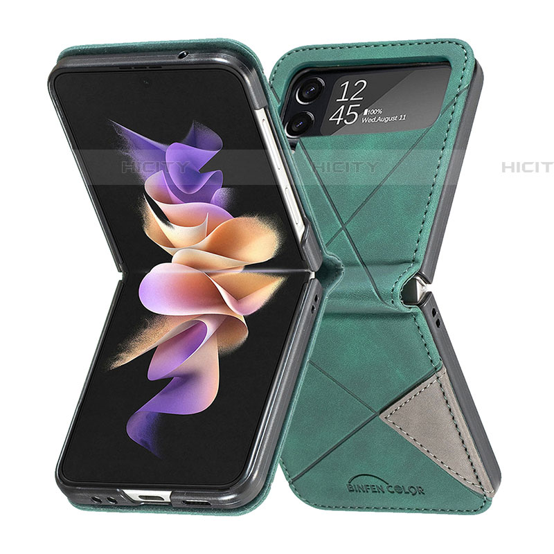 Luxus Leder Hülle Handyhülle und Kunststoff Schutzhülle Hartschalen Tasche für Samsung Galaxy Z Flip4 5G