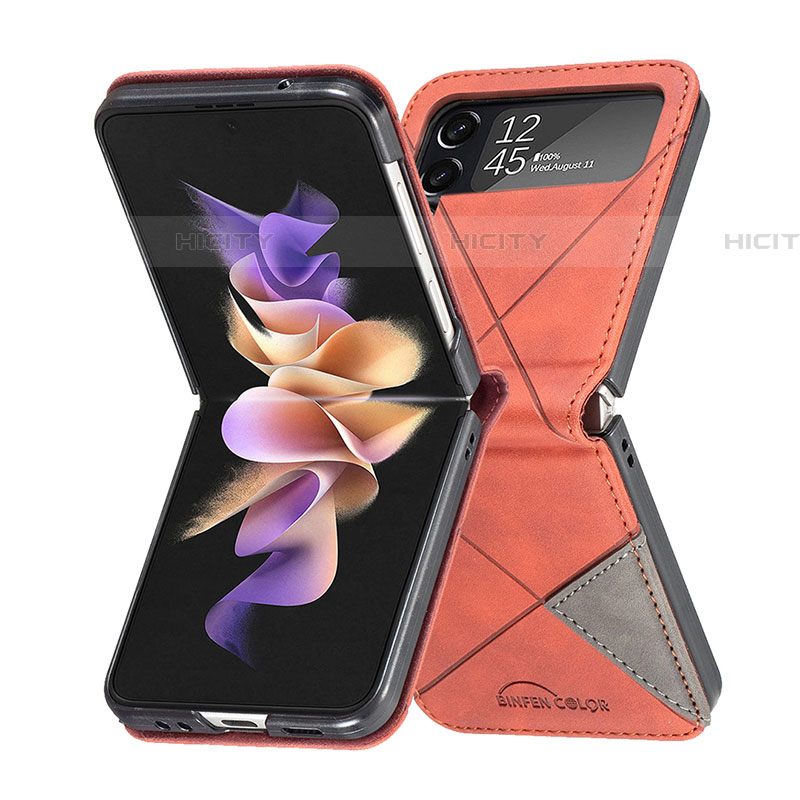 Luxus Leder Hülle Handyhülle und Kunststoff Schutzhülle Hartschalen Tasche für Samsung Galaxy Z Flip4 5G