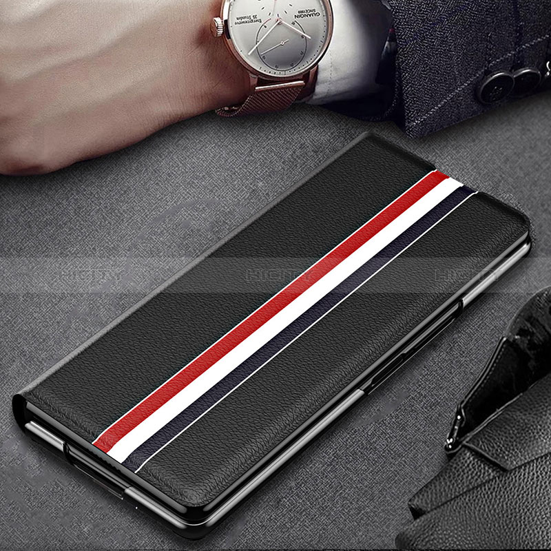 Luxus Leder Hülle Handyhülle und Kunststoff Schutzhülle Hartschalen Tasche H02 für Samsung Galaxy Z Fold3 5G groß