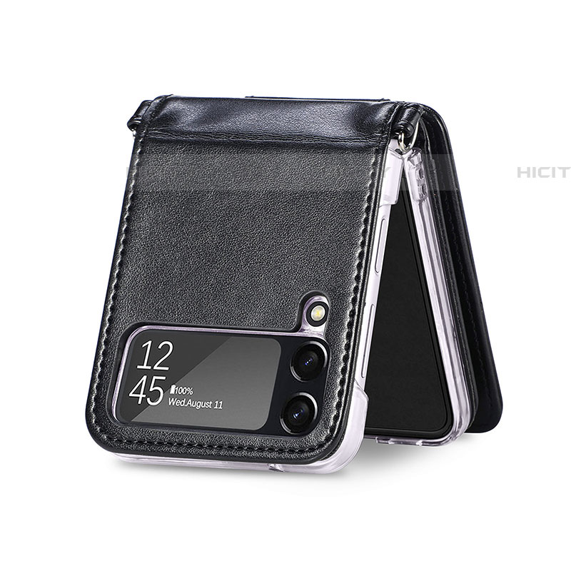 Luxus Leder Hülle Handyhülle und Kunststoff Schutzhülle Hartschalen Tasche H06 für Samsung Galaxy Z Flip4 5G groß