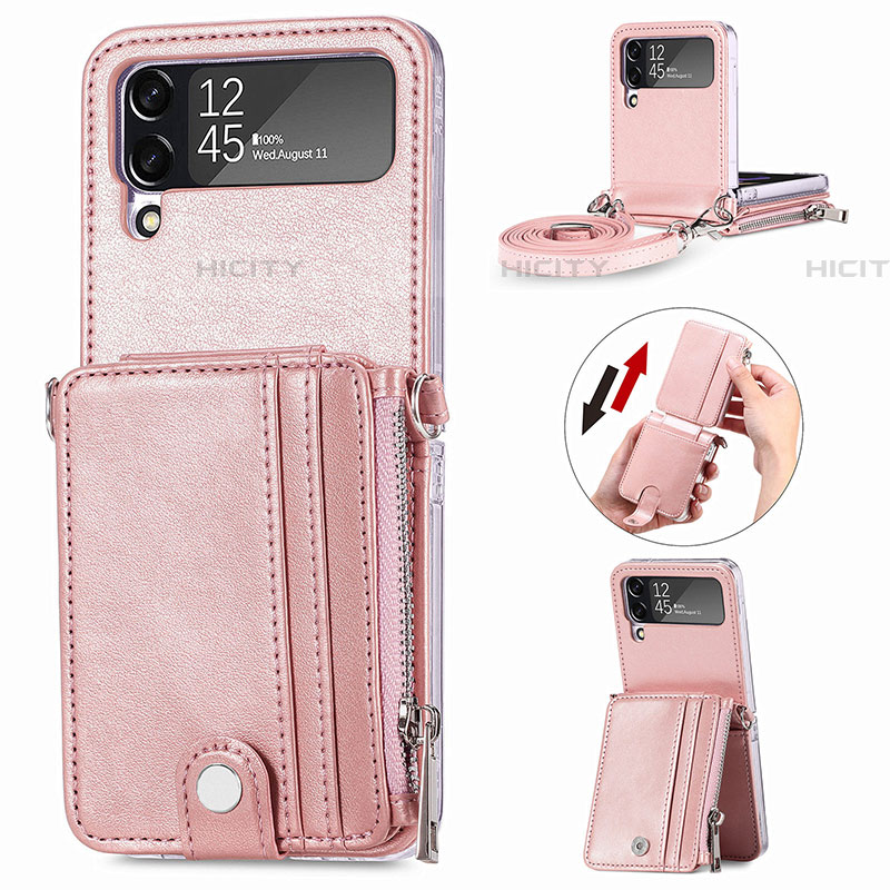 Luxus Leder Hülle Handyhülle und Kunststoff Schutzhülle Hartschalen Tasche H06 für Samsung Galaxy Z Flip4 5G groß