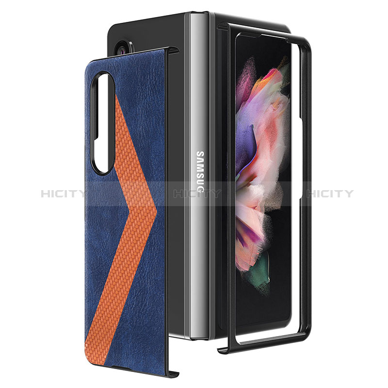 Luxus Leder Hülle Handyhülle und Kunststoff Schutzhülle Hartschalen Tasche H07 für Samsung Galaxy Z Fold3 5G groß