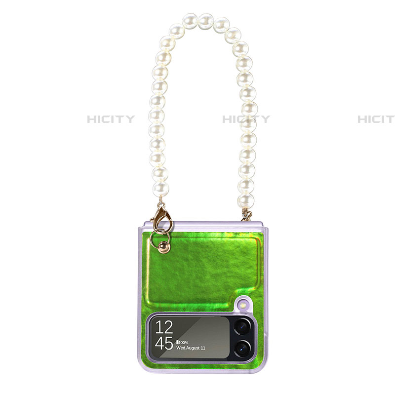 Luxus Leder Hülle Handyhülle und Kunststoff Schutzhülle Hartschalen Tasche H09 für Samsung Galaxy Z Flip4 5G