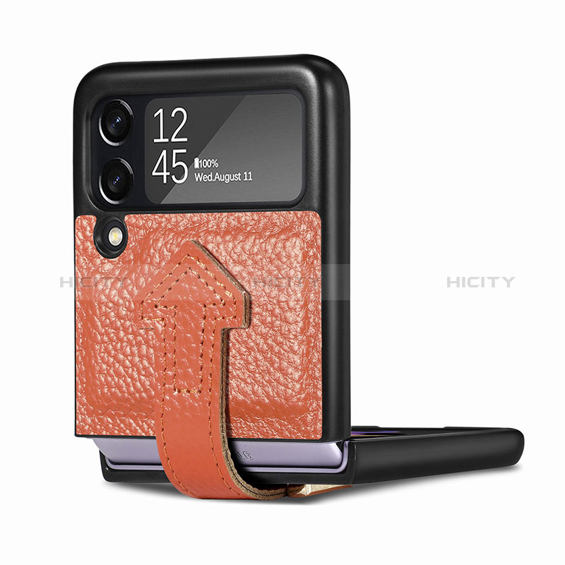 Luxus Leder Hülle Handyhülle und Kunststoff Schutzhülle Hartschalen Tasche L05 für Samsung Galaxy Z Flip3 5G groß
