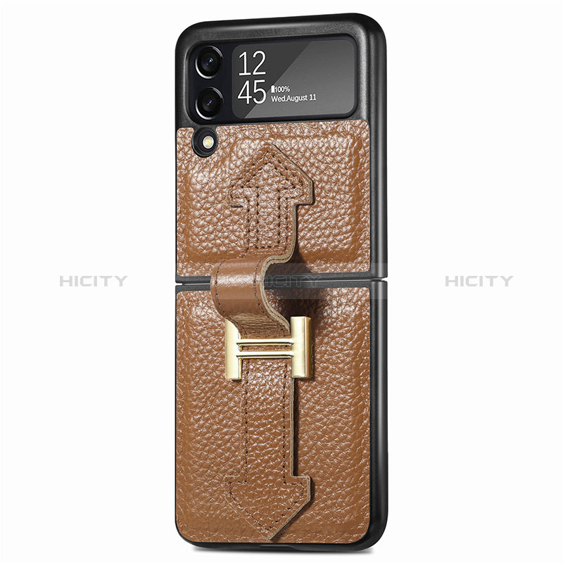 Luxus Leder Hülle Handyhülle und Kunststoff Schutzhülle Hartschalen Tasche L05 für Samsung Galaxy Z Flip3 5G