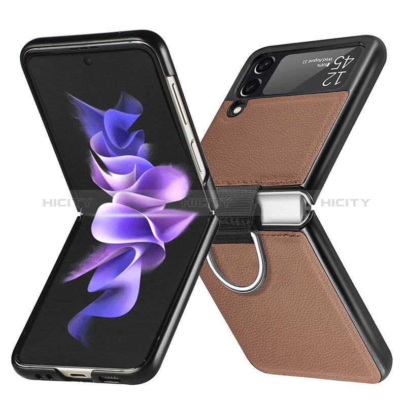 Luxus Leder Hülle Handyhülle und Kunststoff Schutzhülle Hartschalen Tasche L06 für Samsung Galaxy Z Flip3 5G