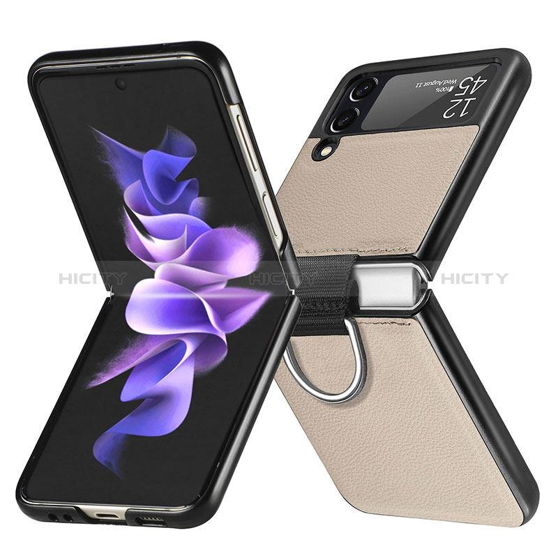 Luxus Leder Hülle Handyhülle und Kunststoff Schutzhülle Hartschalen Tasche L06 für Samsung Galaxy Z Flip3 5G