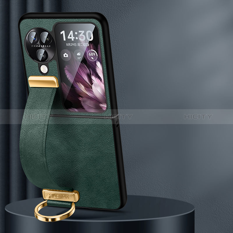 Luxus Leder Hülle Handyhülle und Kunststoff Schutzhülle Hartschalen Tasche LD1 für Oppo Find N3 Flip 5G