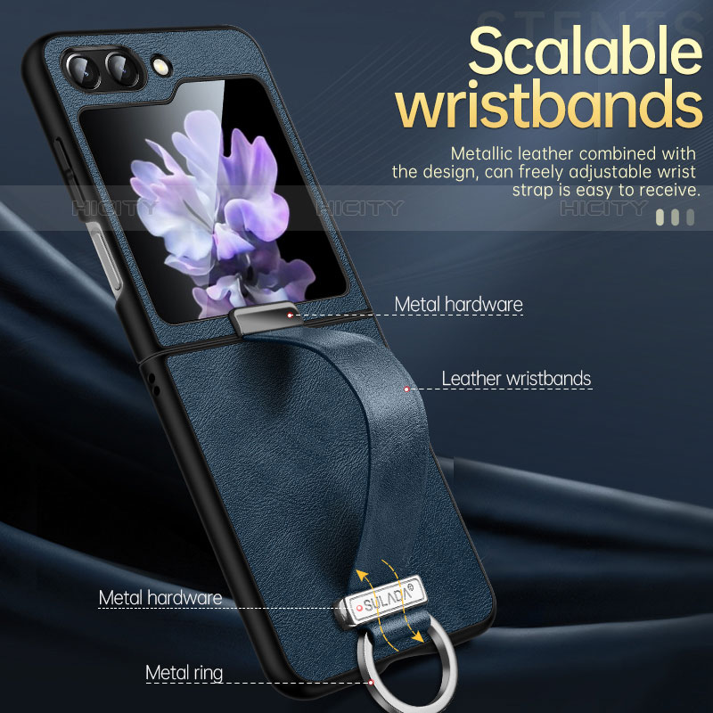 Luxus Leder Hülle Handyhülle und Kunststoff Schutzhülle Hartschalen Tasche LD1 für Samsung Galaxy Z Flip5 5G