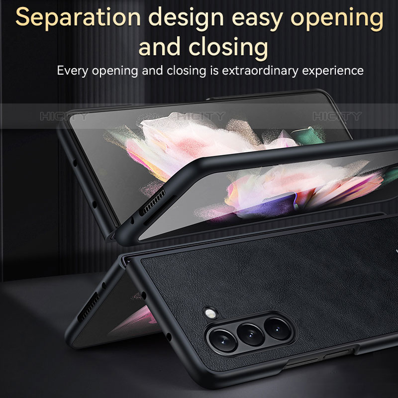 Luxus Leder Hülle Handyhülle und Kunststoff Schutzhülle Hartschalen Tasche LD2 für Samsung Galaxy Z Fold5 5G