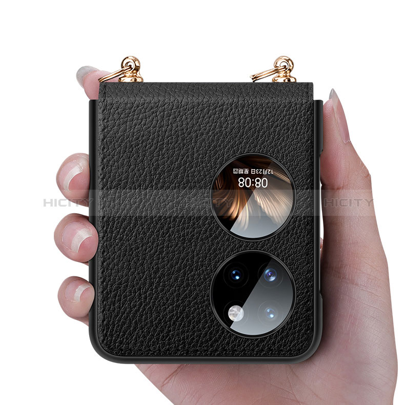 Luxus Leder Hülle Handyhülle und Kunststoff Schutzhülle Hartschalen Tasche LD5 für Huawei Pocket S