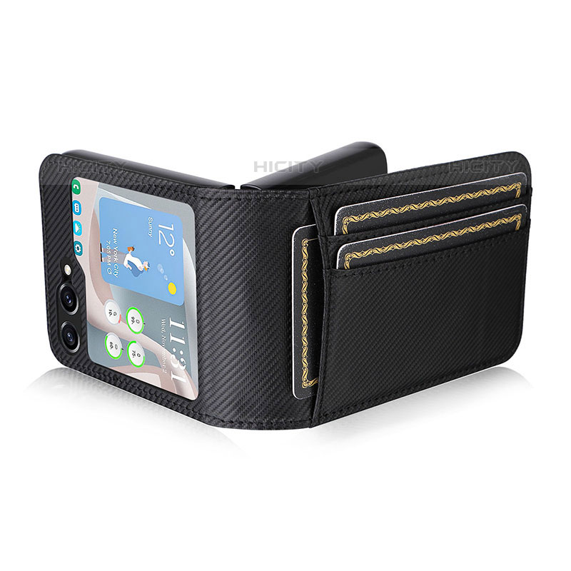 Luxus Leder Hülle Handyhülle und Kunststoff Schutzhülle Hartschalen Tasche LZ1 für Samsung Galaxy Z Flip5 5G