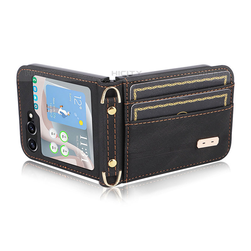 Luxus Leder Hülle Handyhülle und Kunststoff Schutzhülle Hartschalen Tasche LZ2 für Samsung Galaxy Z Flip5 5G groß