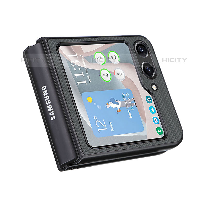 Luxus Leder Hülle Handyhülle und Kunststoff Schutzhülle Hartschalen Tasche LZ3 für Samsung Galaxy Z Flip5 5G groß