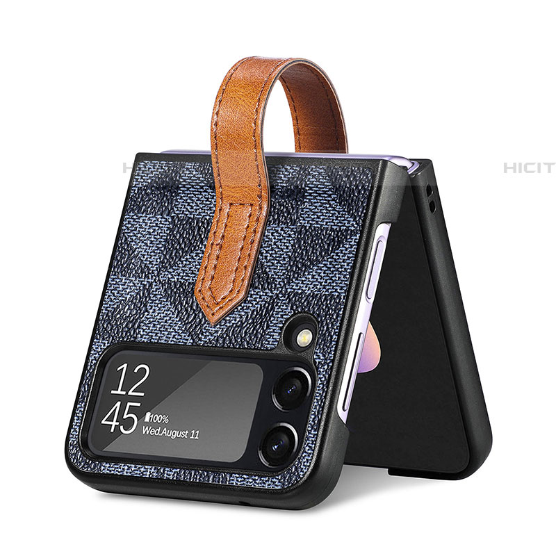 Luxus Leder Hülle Handyhülle und Kunststoff Schutzhülle Hartschalen Tasche R01 für Samsung Galaxy Z Flip4 5G