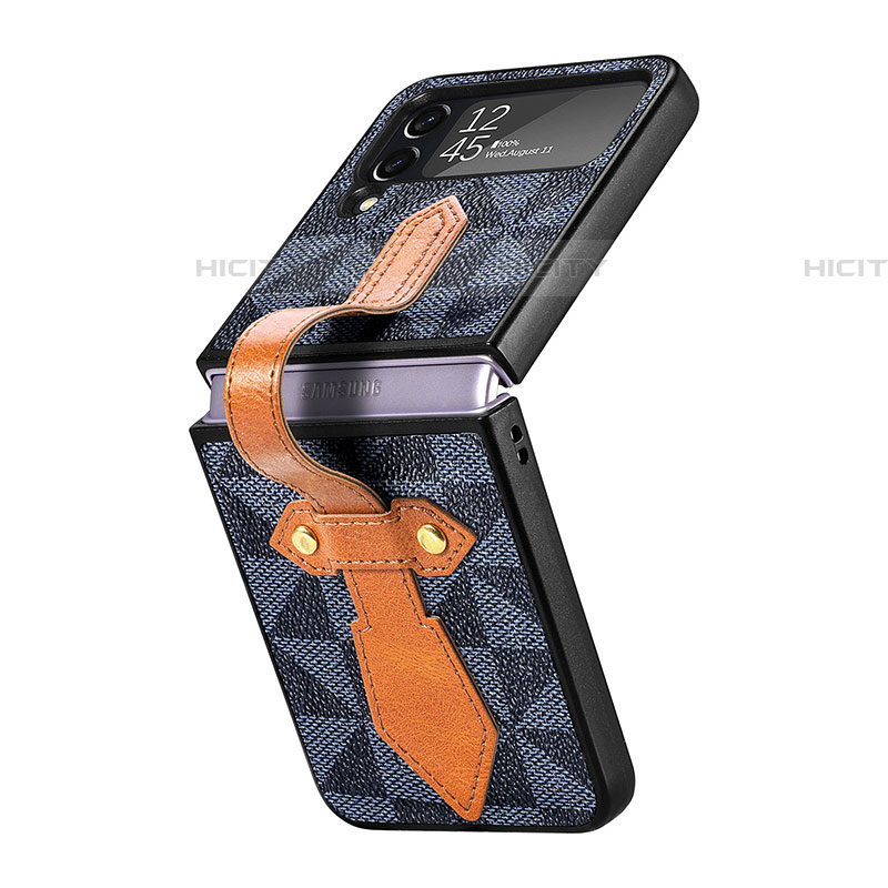Luxus Leder Hülle Handyhülle und Kunststoff Schutzhülle Hartschalen Tasche R01 für Samsung Galaxy Z Flip4 5G