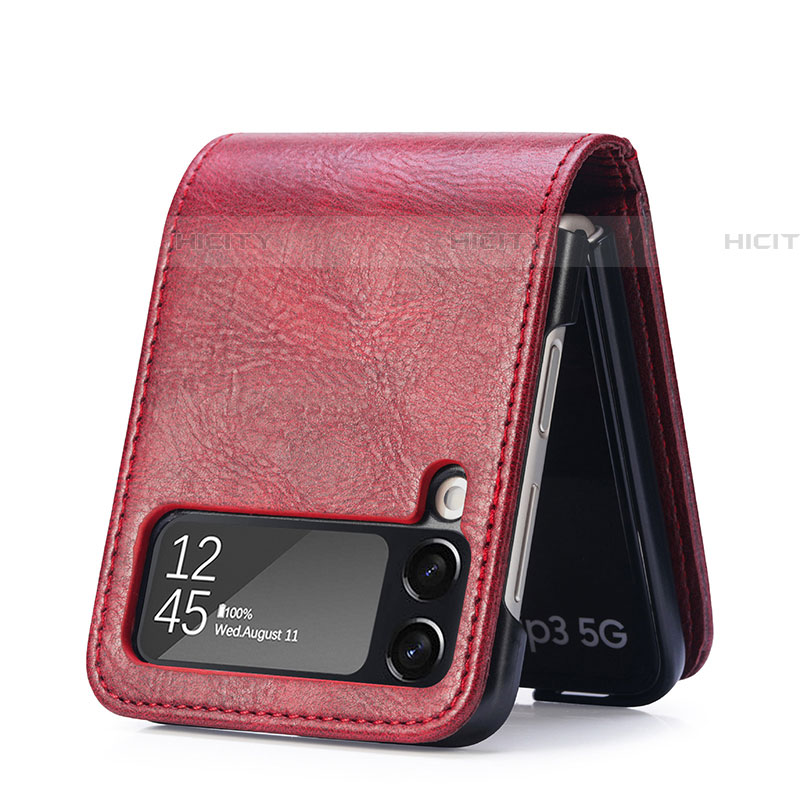 Luxus Leder Hülle Handyhülle und Kunststoff Schutzhülle Hartschalen Tasche R09 für Samsung Galaxy Z Flip4 5G