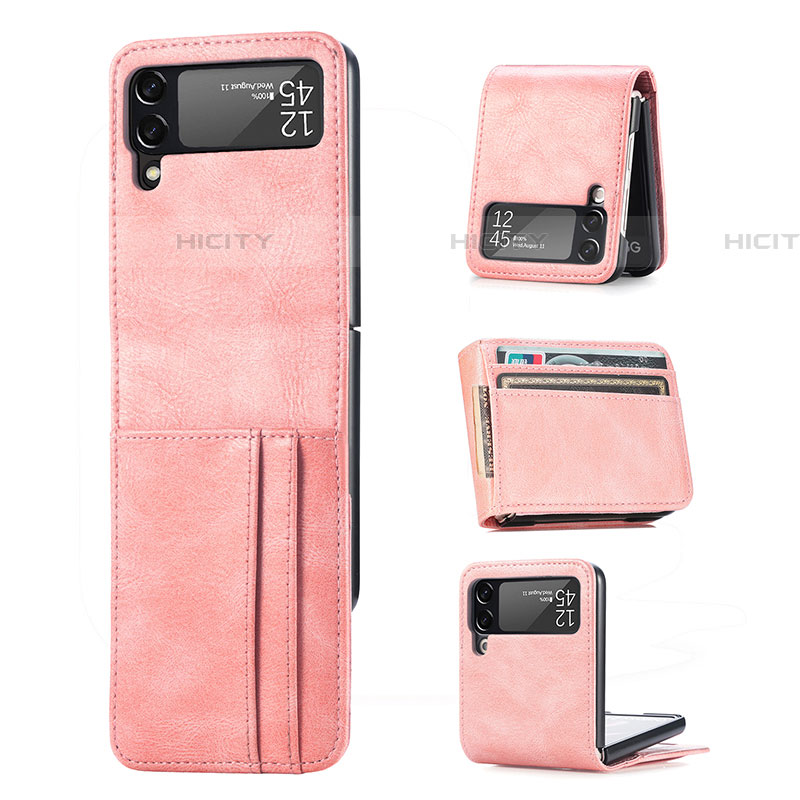 Luxus Leder Hülle Handyhülle und Kunststoff Schutzhülle Hartschalen Tasche R09 für Samsung Galaxy Z Flip4 5G