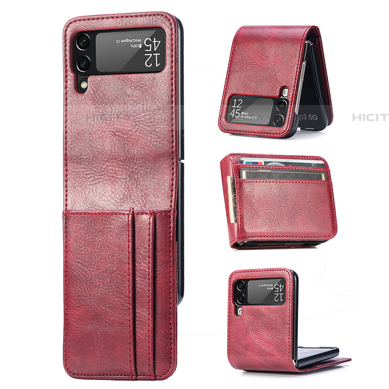 Luxus Leder Hülle Handyhülle und Kunststoff Schutzhülle Hartschalen Tasche R09 für Samsung Galaxy Z Flip4 5G