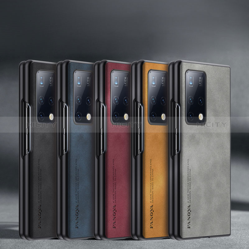 Luxus Leder Hülle Handyhülle und Kunststoff Schutzhülle Hartschalen Tasche S01 für Huawei Mate X2 groß