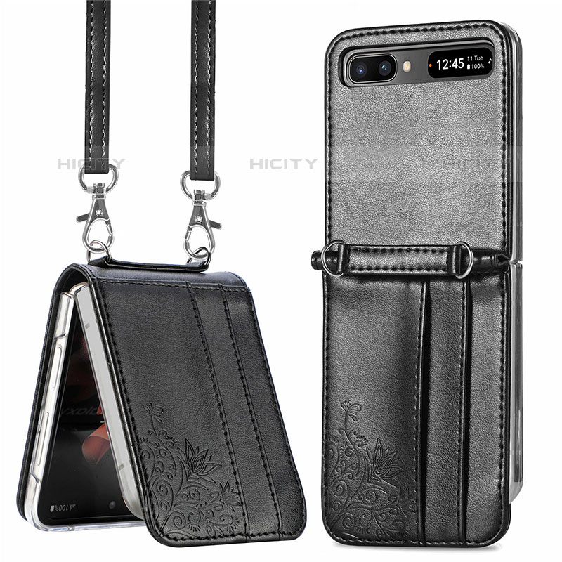 Luxus Leder Hülle Handyhülle und Kunststoff Schutzhülle Hartschalen Tasche S04D für Samsung Galaxy Z Flip5 5G