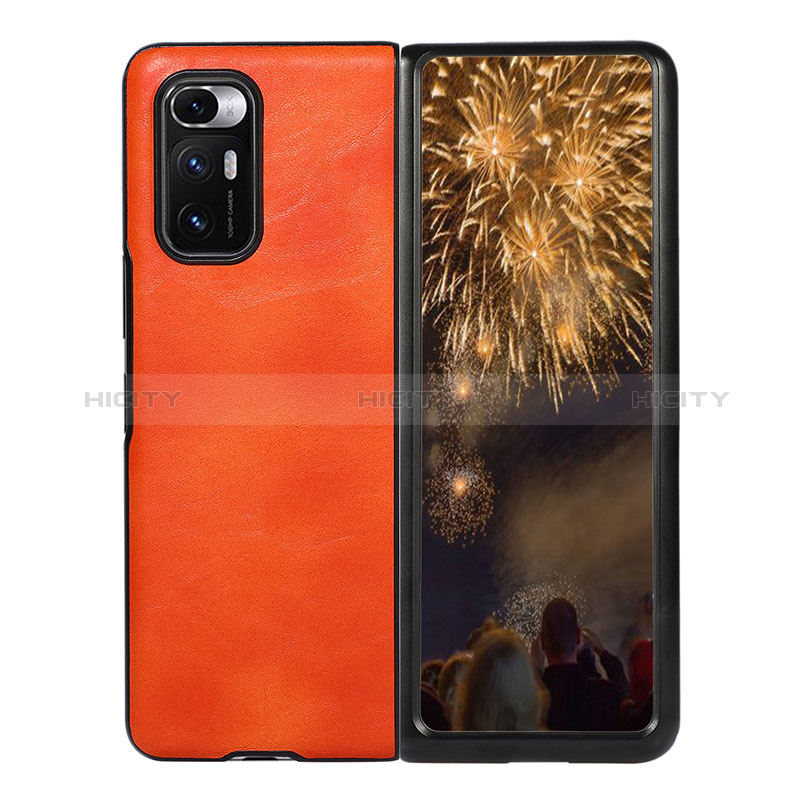 Luxus Leder Hülle Handyhülle und Kunststoff Schutzhülle Hartschalen Tasche S05 für Xiaomi Mix Fold 5G Orange