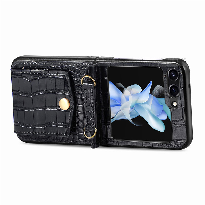 Luxus Leder Hülle Handyhülle und Kunststoff Schutzhülle Hartschalen Tasche S05D für Samsung Galaxy Z Flip5 5G