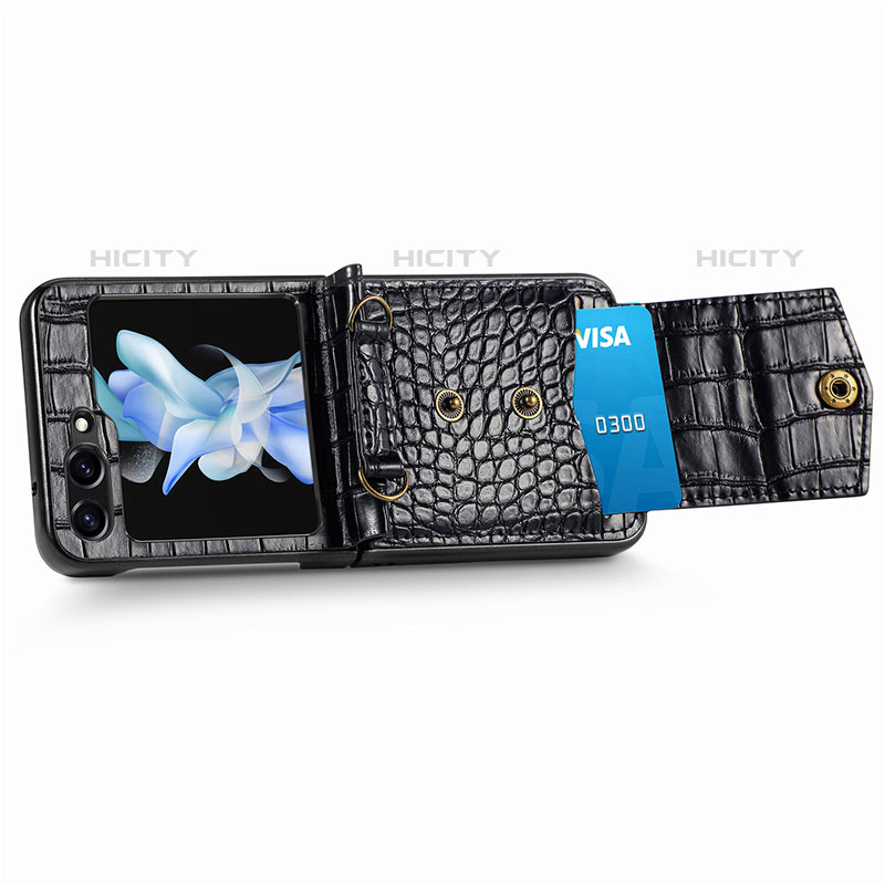 Luxus Leder Hülle Handyhülle und Kunststoff Schutzhülle Hartschalen Tasche S05D für Samsung Galaxy Z Flip5 5G