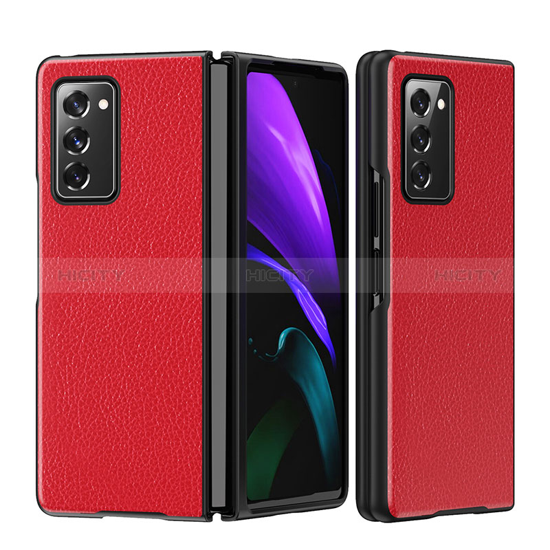 Luxus Leder Hülle Handyhülle und Kunststoff Schutzhülle Hartschalen Tasche S06 für Samsung Galaxy Z Fold2 5G Rot Plus