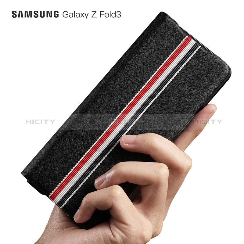 Luxus Leder Hülle Handyhülle und Kunststoff Schutzhülle Hartschalen Tasche S07 für Samsung Galaxy Z Fold3 5G groß