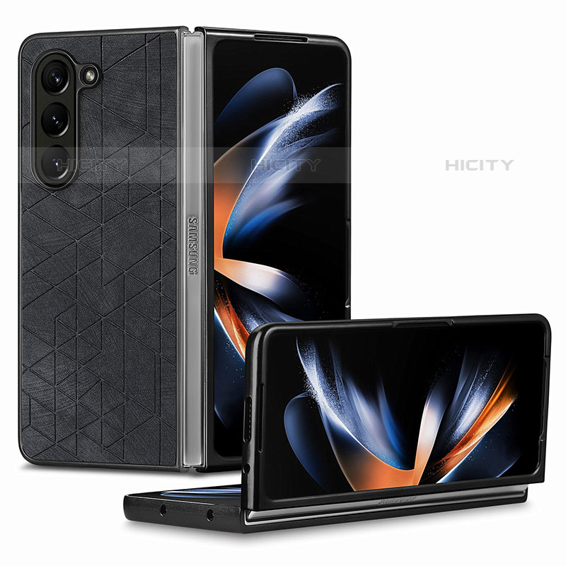 Luxus Leder Hülle Handyhülle und Kunststoff Schutzhülle Hartschalen Tasche S07D für Samsung Galaxy Z Fold5 5G groß