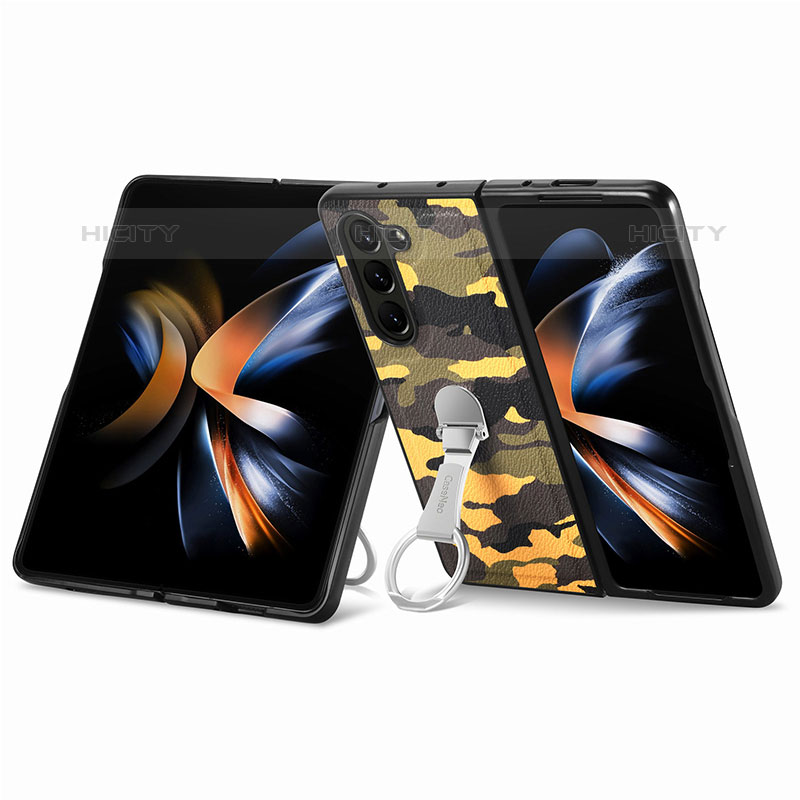 Luxus Leder Hülle Handyhülle und Kunststoff Schutzhülle Hartschalen Tasche S09D für Samsung Galaxy Z Fold5 5G